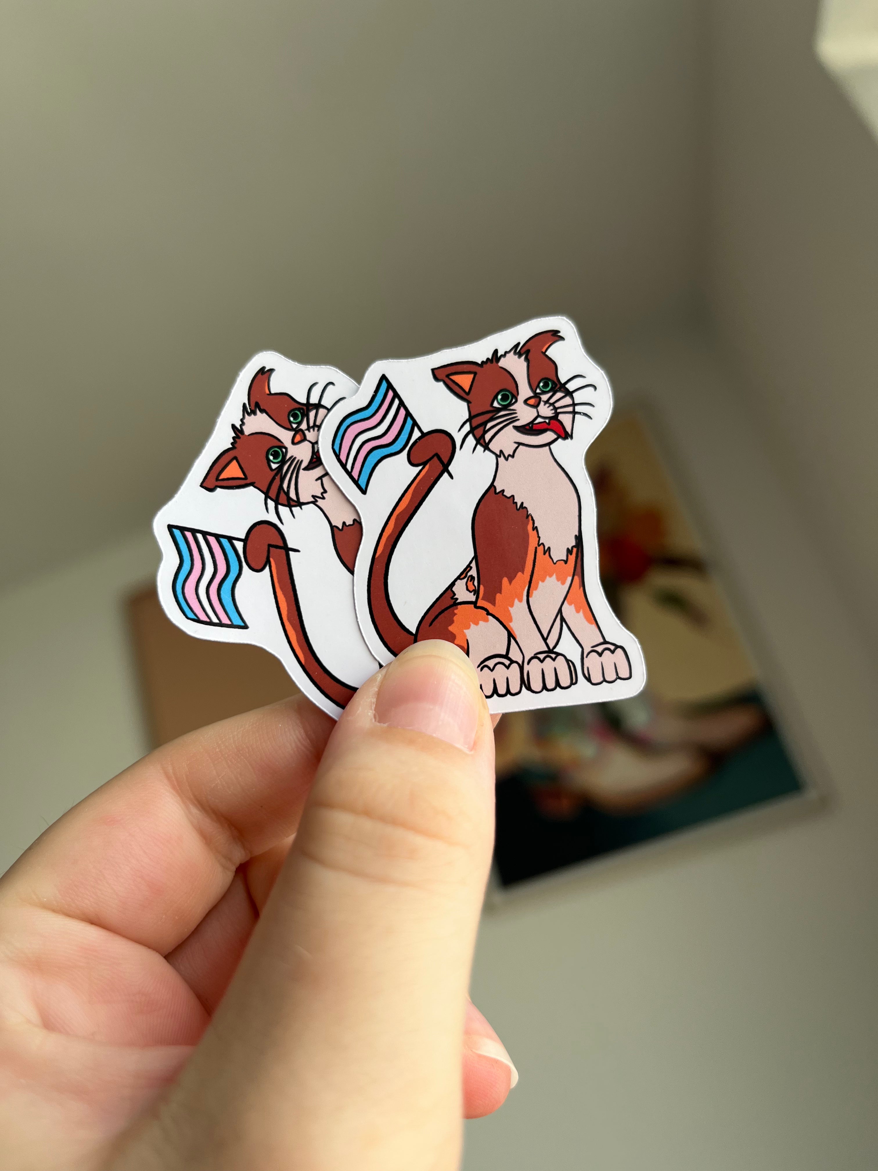 Wolfie Trans Pride Sticker || 8cm x 6cm groß ODER 5cm x 3,8cm groß || Dorfmädchen || Prinzessin || Katze Hund