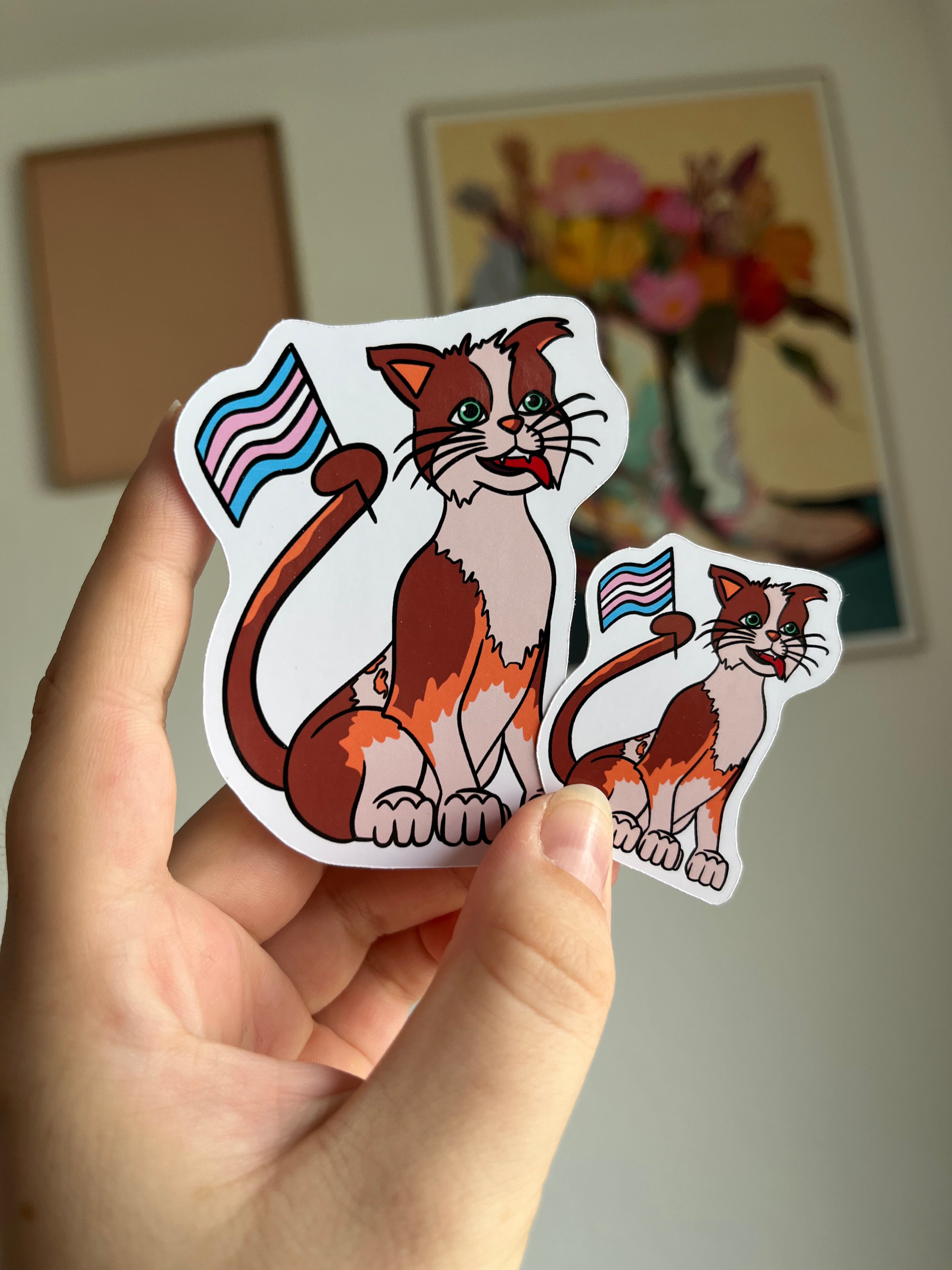 Wolfie Trans Pride Sticker || 8cm x 6cm groß ODER 5cm x 3,8cm groß || Dorfmädchen || Prinzessin || Katze Hund