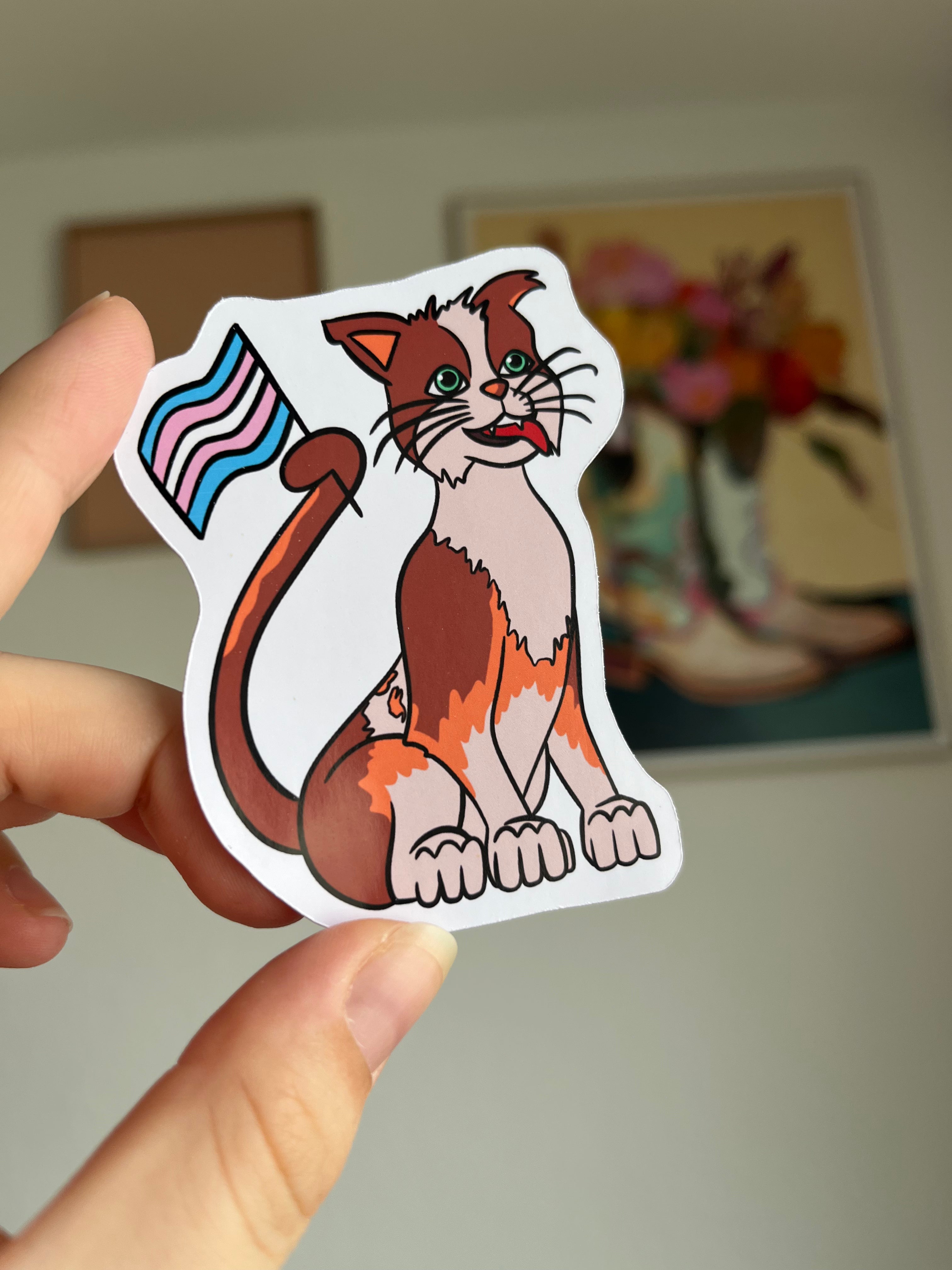 Wolfie Trans Pride Sticker || 8cm x 6cm groß ODER 5cm x 3,8cm groß || Dorfmädchen || Prinzessin || Katze Hund