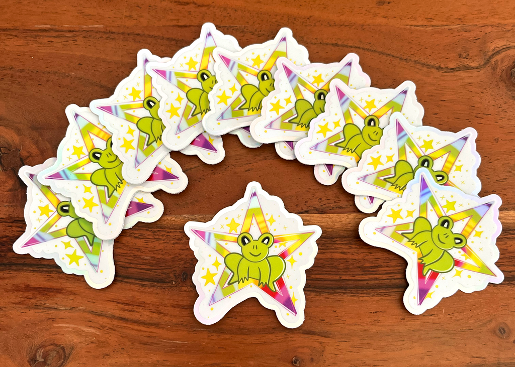 holographic Sticker "Queer Frog Star" Aufkleber  6,5cm x 7cm