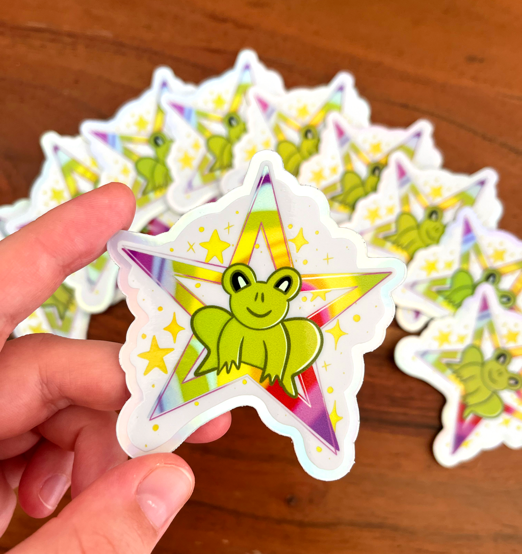 holographic Sticker "Queer Frog Star" Aufkleber  6,5cm x 7cm