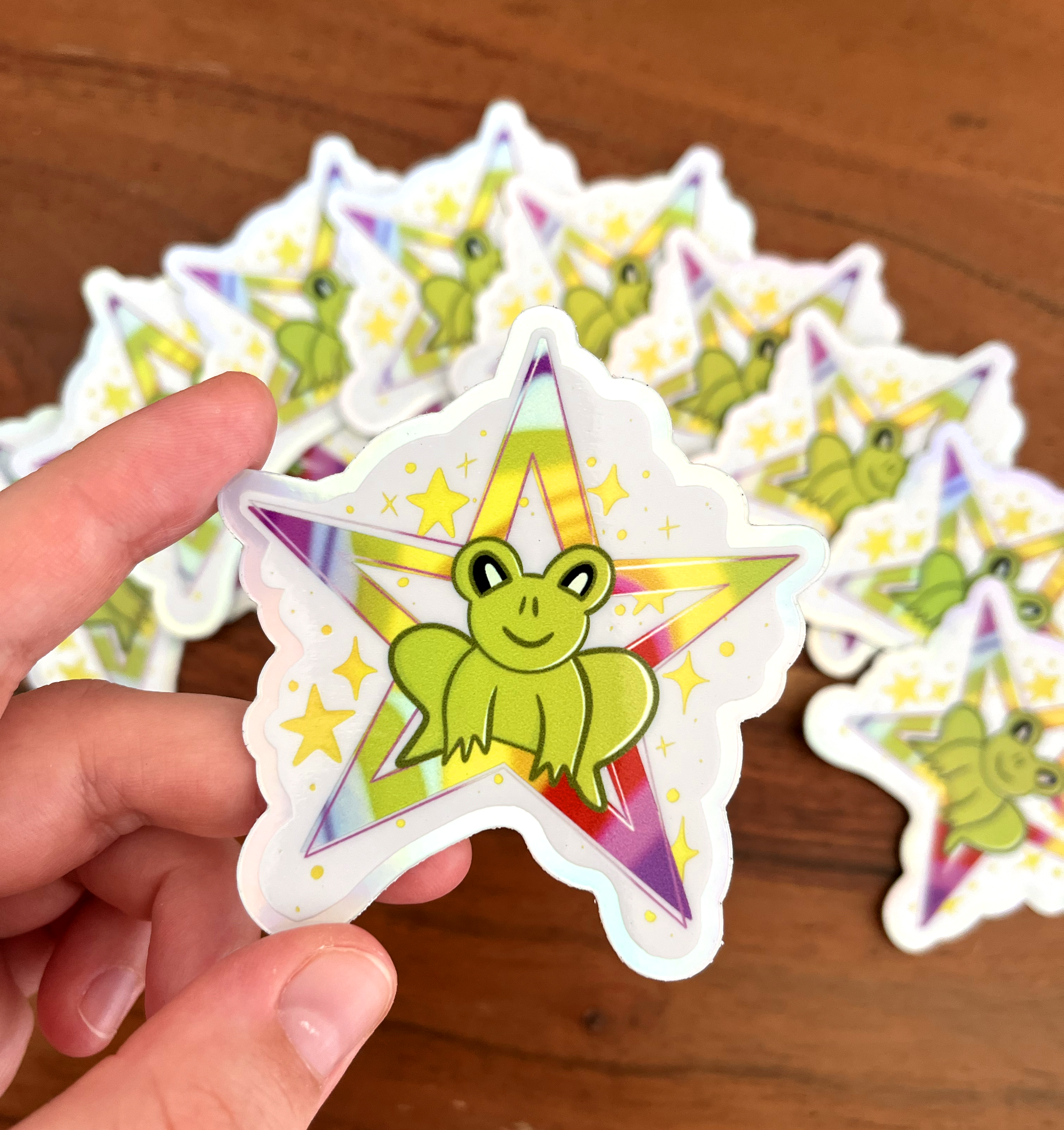 holographic Sticker "Queer Frog Star" Aufkleber  6,5cm x 7cm