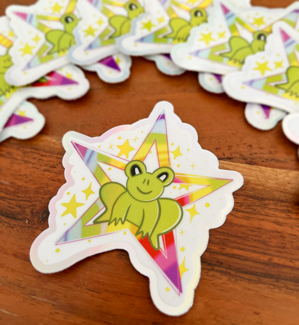 holographic Sticker "Queer Frog Star" Aufkleber  6,5cm x 7cm