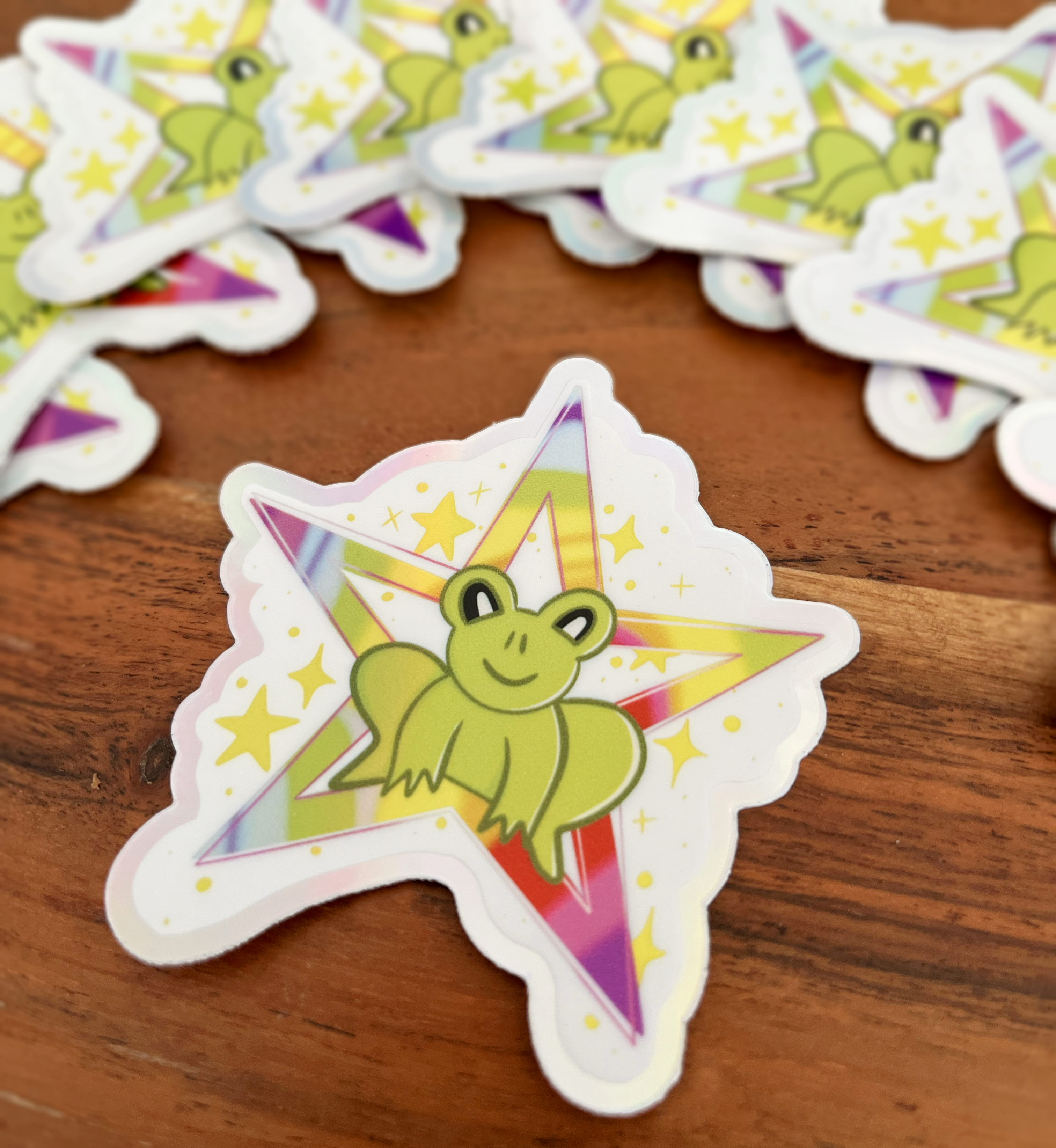 holographic Sticker "Queer Frog Star" Aufkleber  6,5cm x 7cm