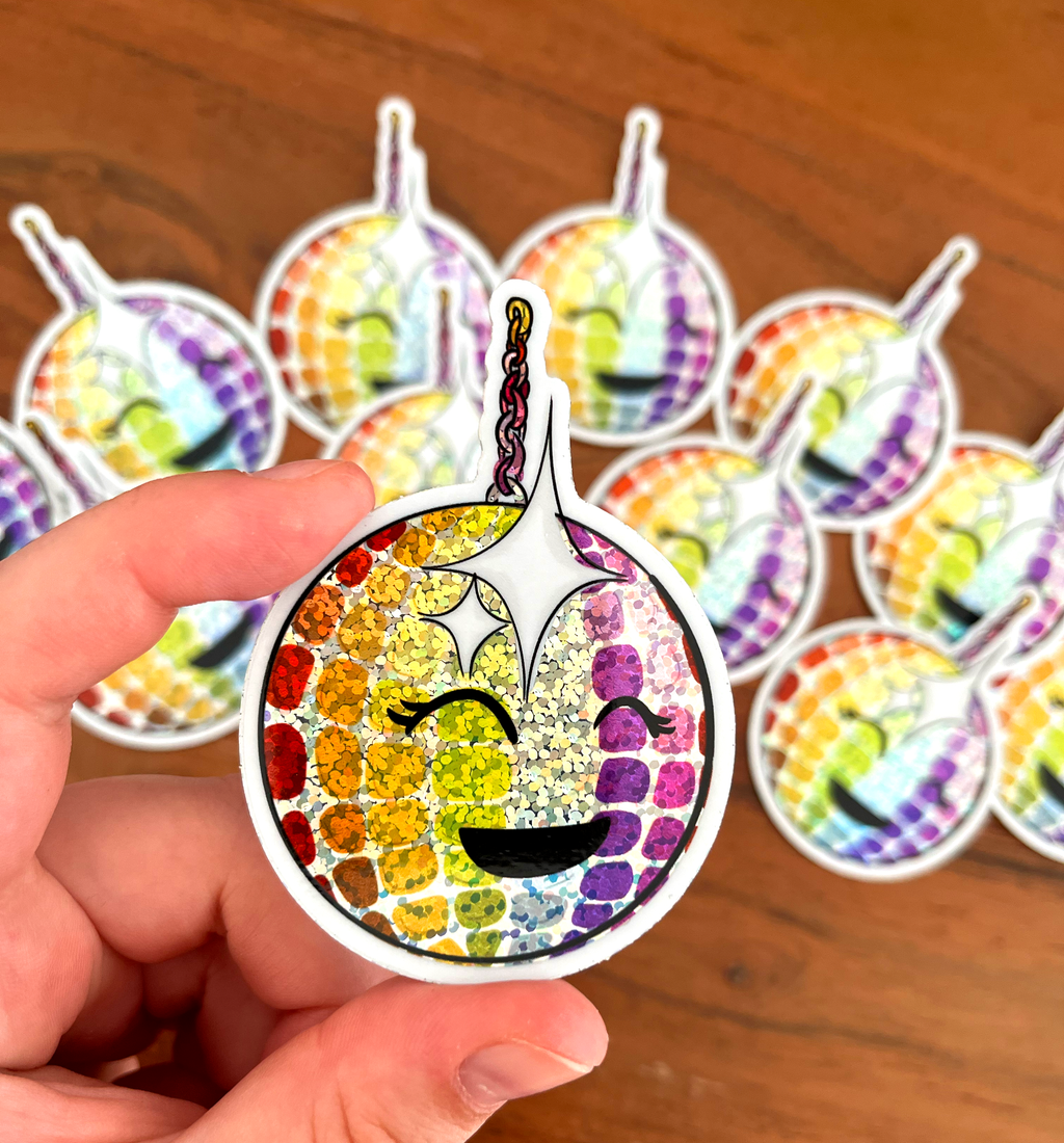 holographic Sticker "Queer Mirrorball" Aufkleber 5cm x 7cm