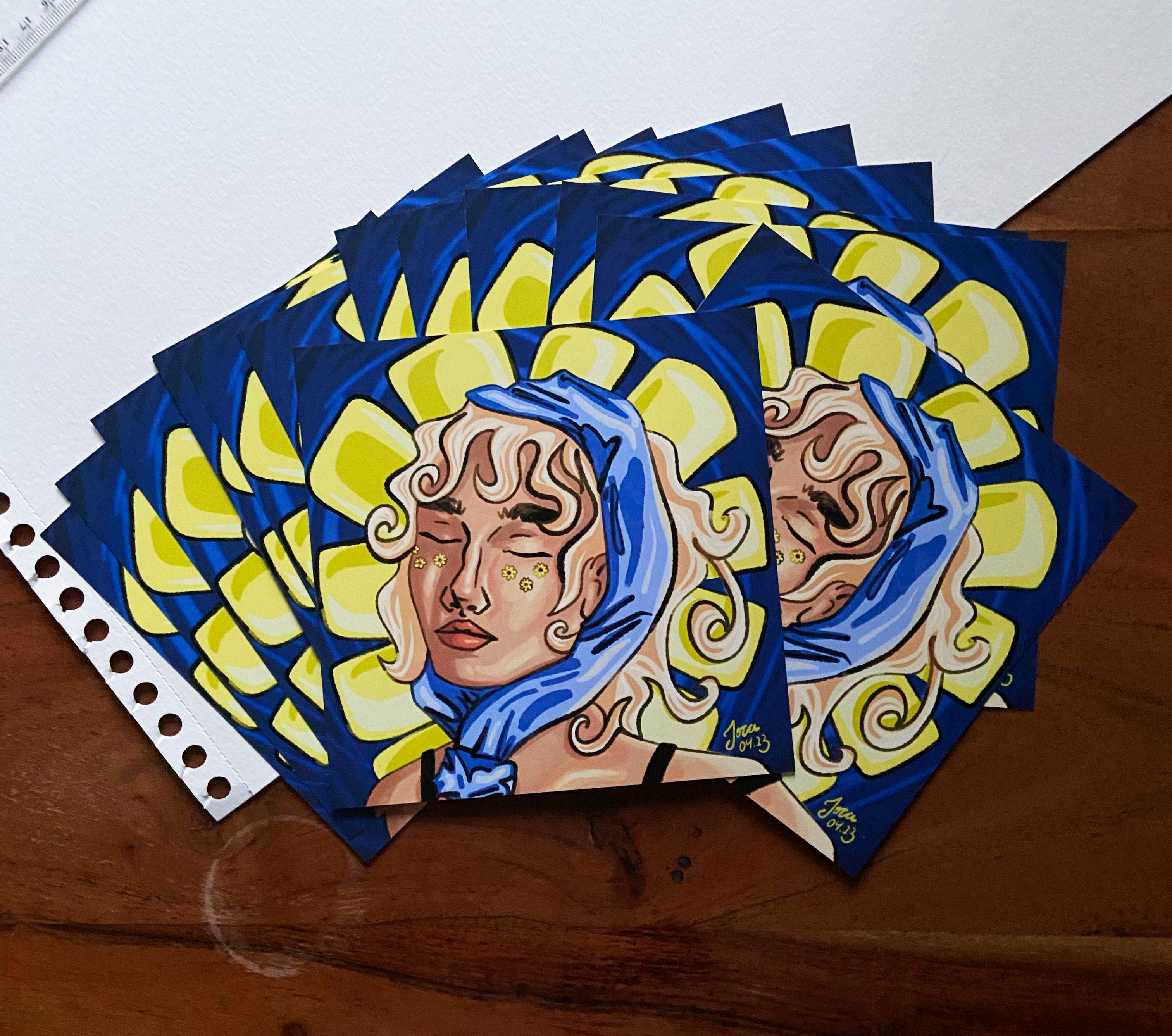 Kunstausdruck – "flower of light" – 15cmx15cm glänzender Bildausdruck – Gemälde Poster – Dekoration – Portrait – Künstlerin JocaArt