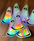 holographic Sticker "besorgter Geist" Aufkleber – 7,5cm x 4,5 – Wetterfest – süßer Charakter – Spooky Season – Künstlerin Joca