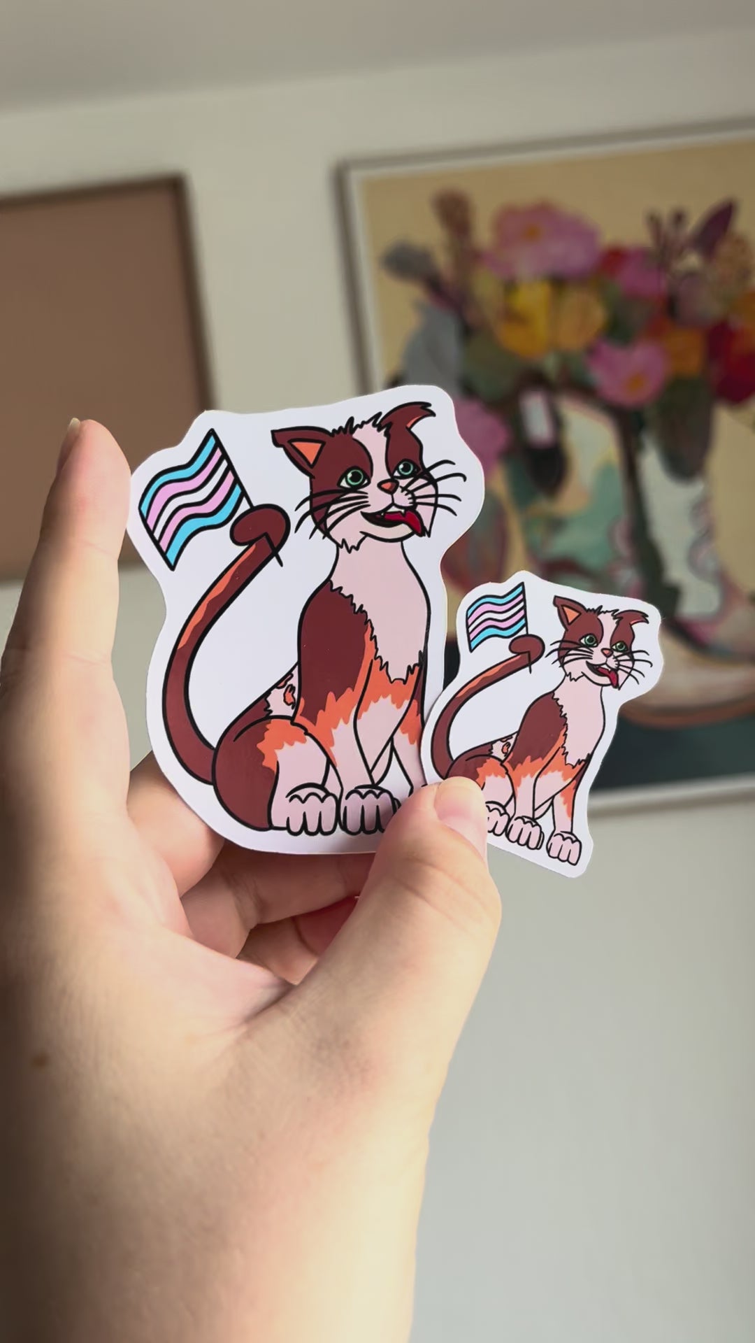 Wolfie Trans Pride Sticker || 8cm x 6cm groß ODER 5cm x 3,8cm groß || Dorfmädchen || Prinzessin || Katze Hund