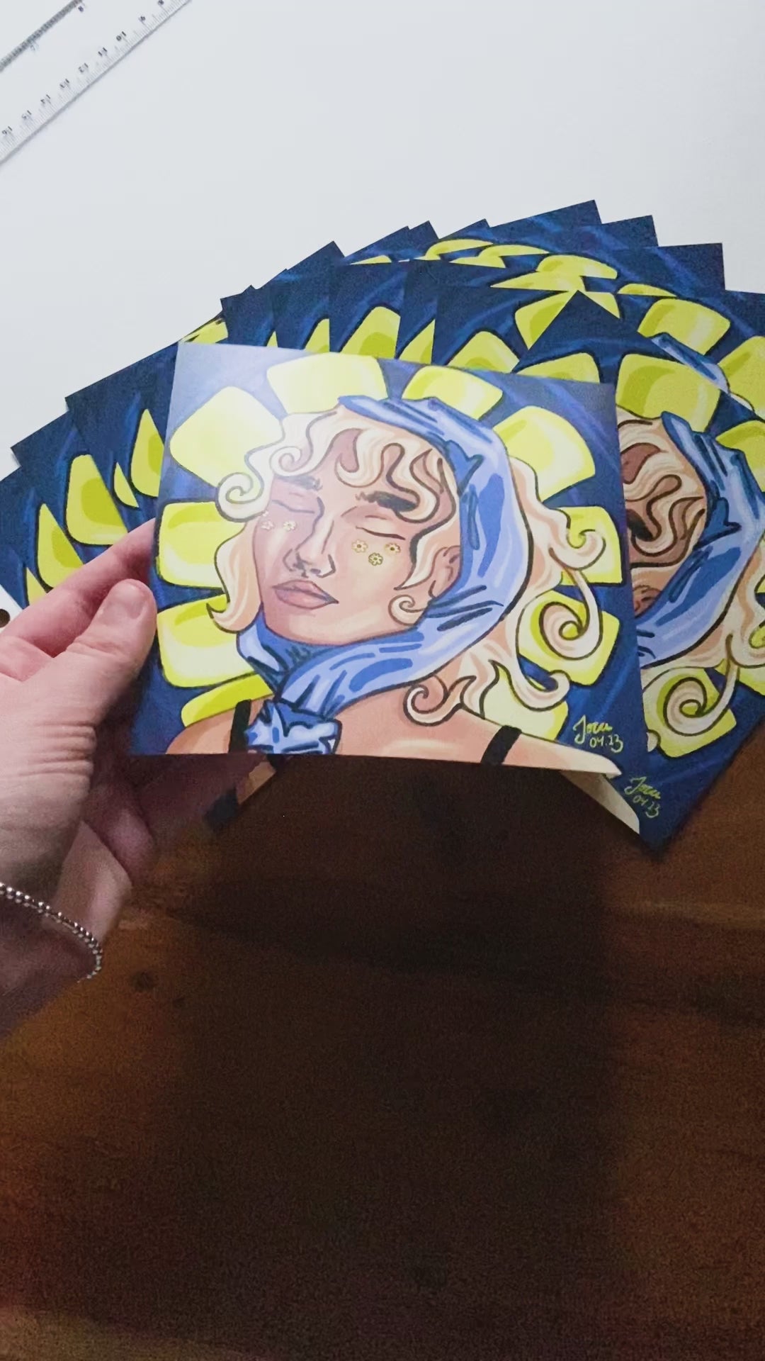 Kunstausdruck – "flower of light" – 15cmx15cm glänzender Bildausdruck – Gemälde Poster – Dekoration – Portrait – Künstlerin JocaArt