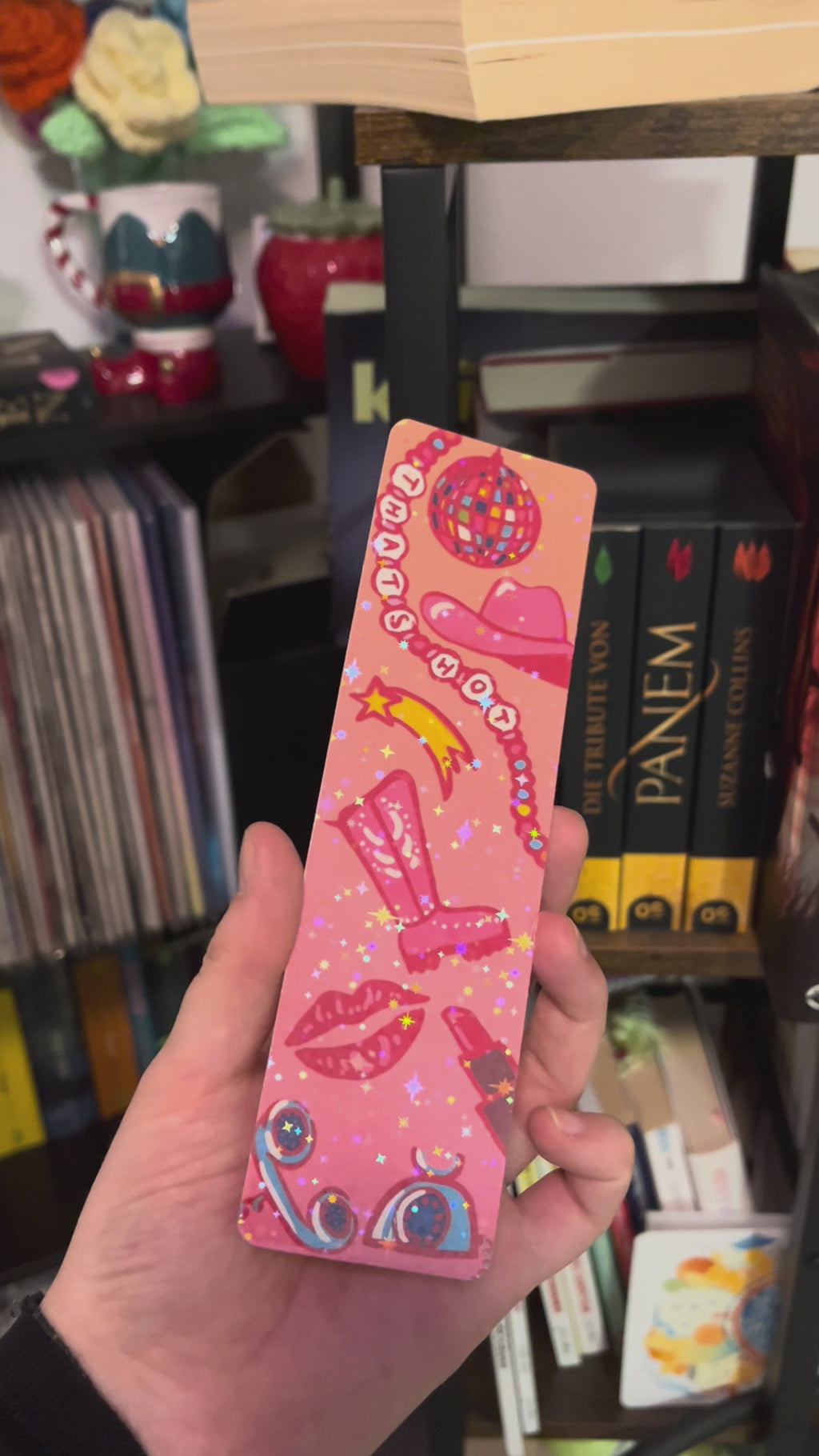 Girly Pop Konzert inspiriertes Lesezeichen, Print mit holographischer Sternen Folie laminiert, knickfest, Bücherliebe