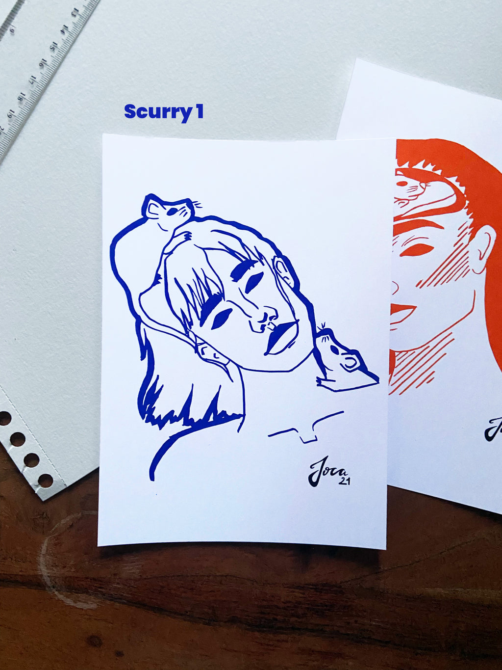 Kunstausdruck Artprints "Scurry 1&2" – A5 // grafische Illustration – hochwertiger Kunstausdruck // Ratten im Kopf // Künstlerin Joca